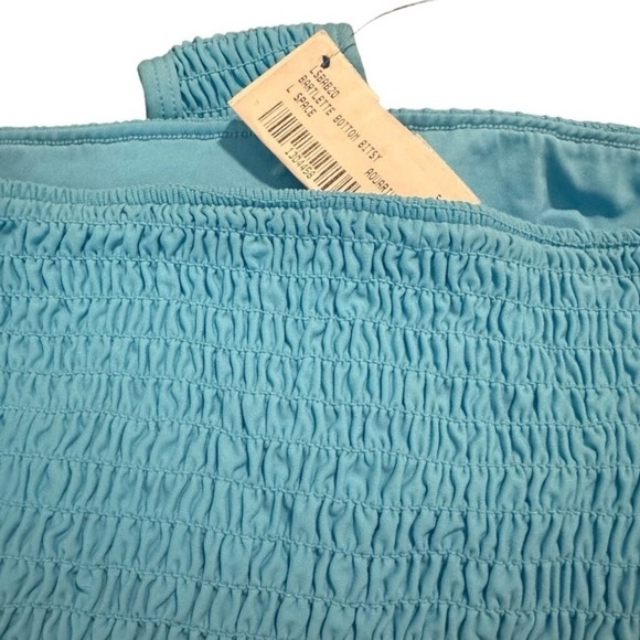 L Space Blue Smocked High Waist Bikini Bottoms Size S‎ - Picture 5 of 5